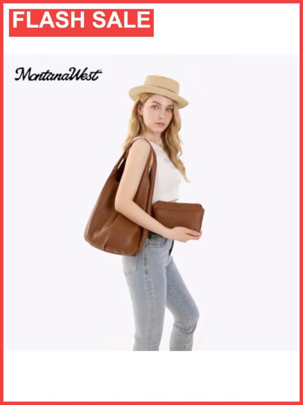 Slouchy Vegan Leather Hobo Bag 2PC Set Tassels Shoulder Purse Cosmetic